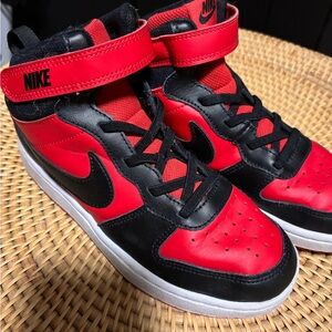 Nike Kids' High-Top Sneakers in Red and Black